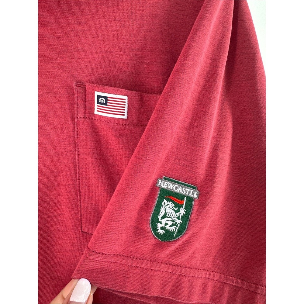 Travis Mathew Newcastle Crest Polo Shirt Mens XXL Red Golf Performance Logo - Picture 2 of 10